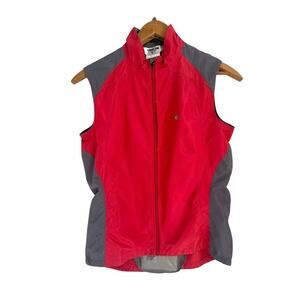 Pearl Izumi Red Grey Sleeveless Full Zip Pocket Cycling Bike Windbreaker Vest M